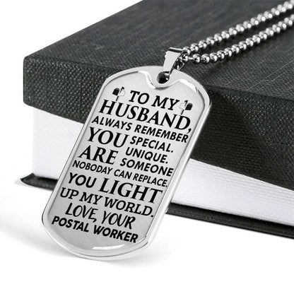 Husband Dog Tag, Custom Picture Gift For Husband Dog Tag Military Chain Necklace You Light Up My World Dog Tag Father's Day Rakva