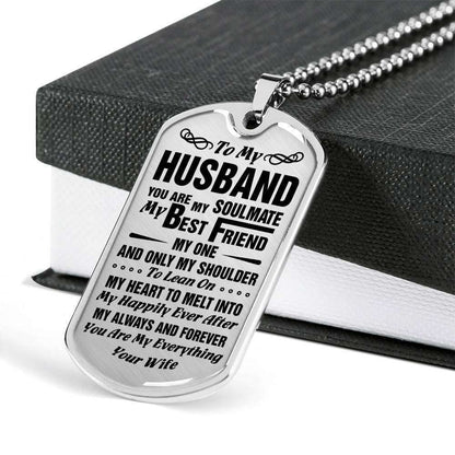 Husband Dog Tag, Custom Picture Gift For Husband Dog Tag Military Chain Necklace You’Re My Soulmate Dog Tag Father's Day Rakva