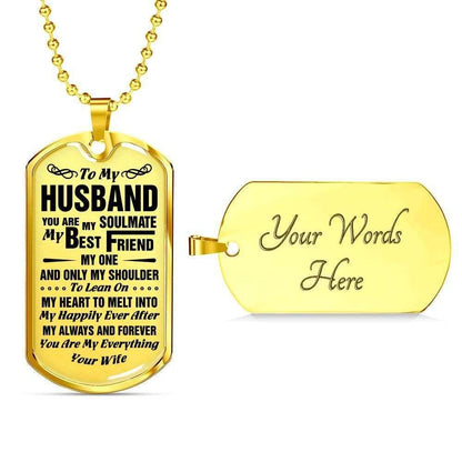 Husband Dog Tag, Custom Picture Gift For Husband Dog Tag Military Chain Necklace You’Re My Soulmate Dog Tag Father's Day Rakva