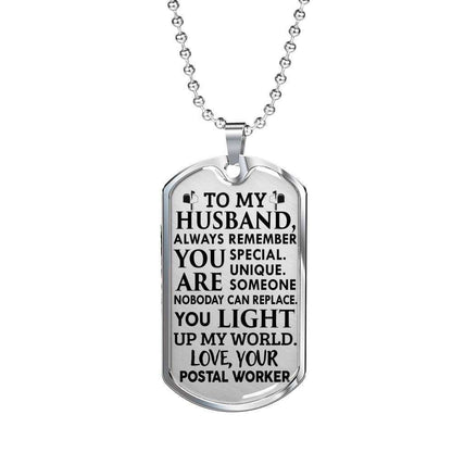 Husband Dog Tag Custom Picture, Gift For Husband Dog Tag Necklace Silver Necklace You Light Up My World Father's Day Rakva