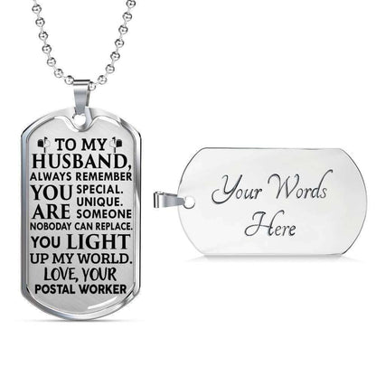 Husband Dog Tag Custom Picture, Gift For Husband Dog Tag Necklace Silver Necklace You Light Up My World Father's Day Rakva