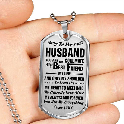 Husband Dog Tag Custom Picture, Gift For Husband Dog Tag Necklace Silver Necklace You’Re My Soulmate Father's Day Rakva