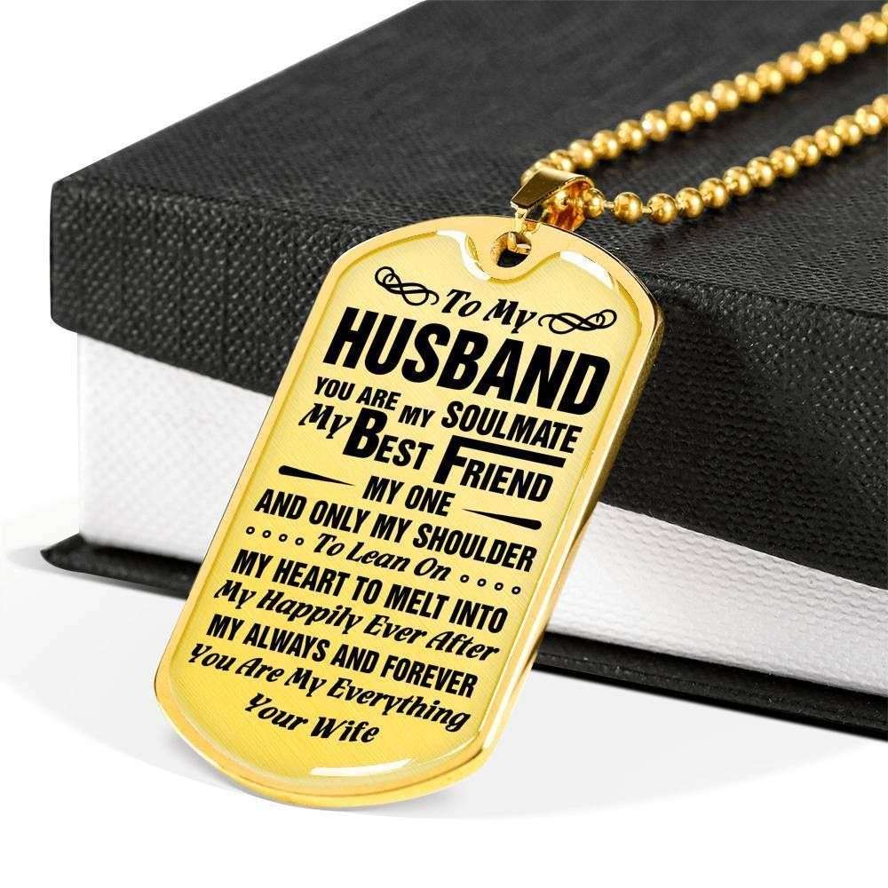Husband Dog Tag Custom Picture, Gift For Husband Dog Tag Necklace Silver Necklace You’Re My Soulmate Father's Day Rakva