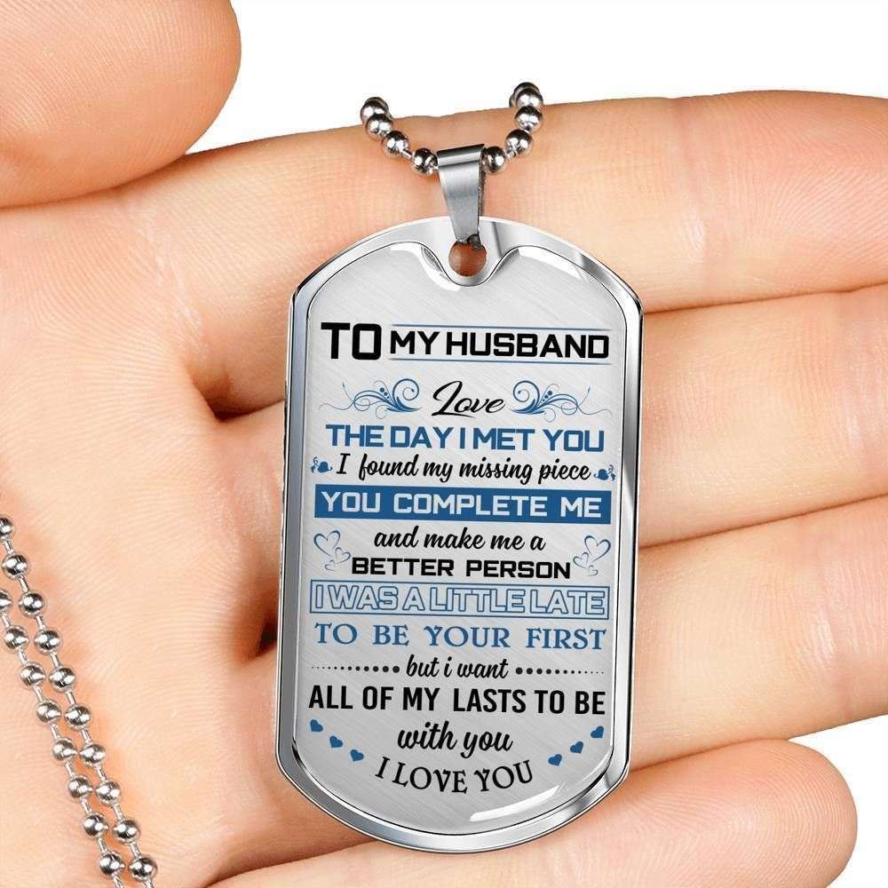 Husband Dog Tag Custom Picture, Gift For Husband Dog Tag Necklace The Day I Met You Father's Day Rakva