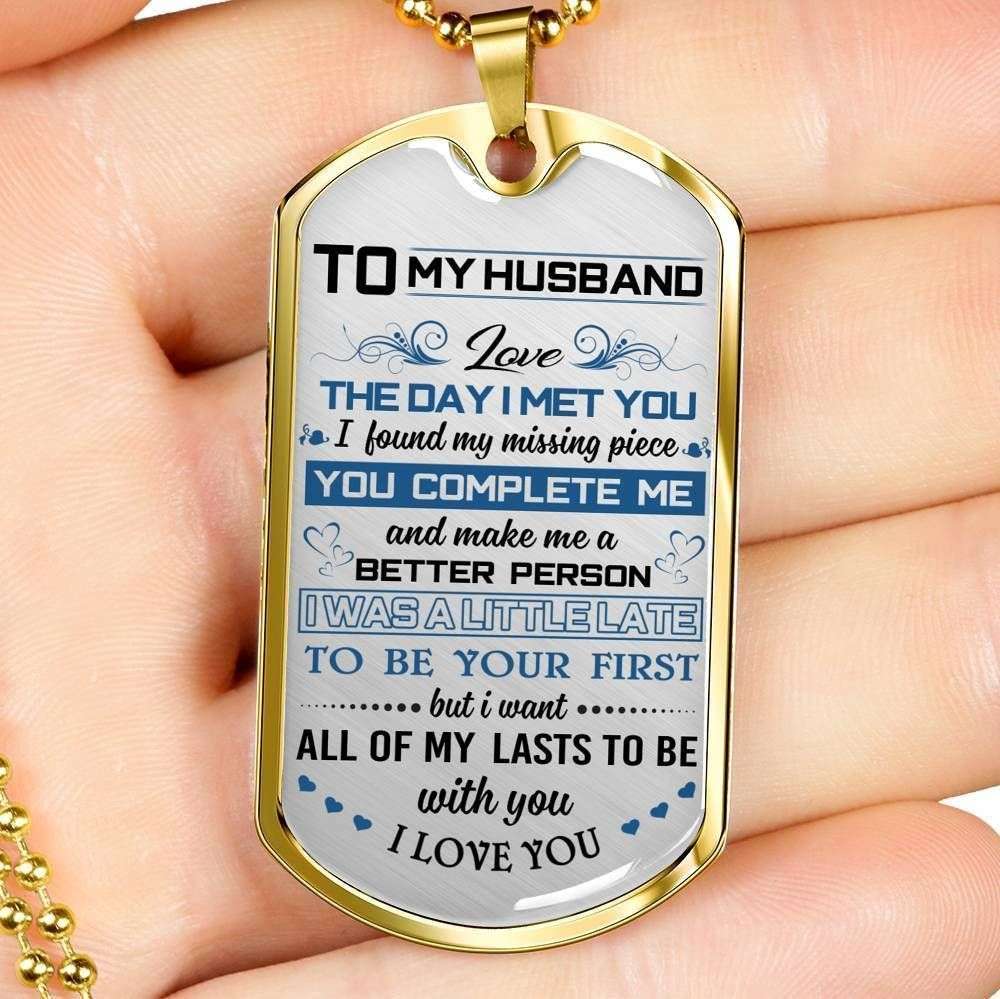 Husband Dog Tag Custom Picture, Gift For Husband Dog Tag Necklace The Day I Met You Father's Day Rakva