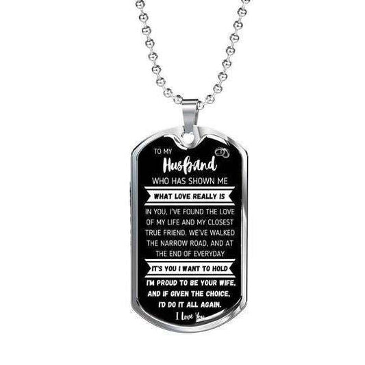 Husband Dog Tag Custom Picture, I’M Proud To Be Your Wife Dog Tag Necklace For Husband Gifts For Husband Rakva