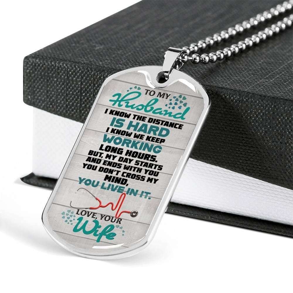 Husband Dog Tag Custom Picture, My Day Starts With You Dog Tag Military Chain Necklace Wife Giving Husband Father's Day Rakva
