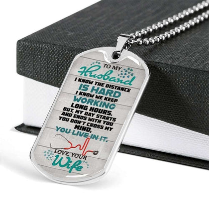 Husband Dog Tag Custom Picture, My Day Starts With You Dog Tag Military Chain Necklace Wife Giving Husband Father's Day Rakva