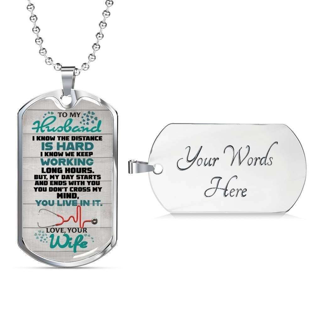 Husband Dog Tag Custom Picture, My Day Starts With You Dog Tag Military Chain Necklace Wife Giving Husband Father's Day Rakva