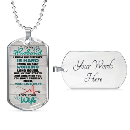 Husband Dog Tag Custom Picture, My Day Starts With You Dog Tag Military Chain Necklace Wife Giving Husband Father's Day Rakva