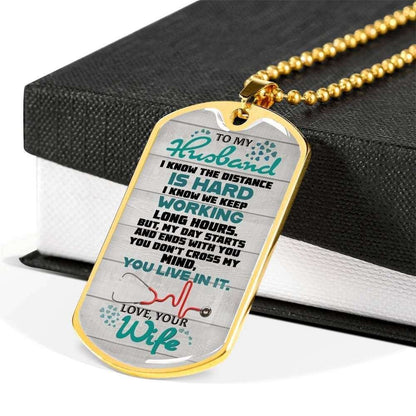 Husband Dog Tag Custom Picture, My Day Starts With You Dog Tag Military Chain Necklace Wife Giving Husband Father's Day Rakva