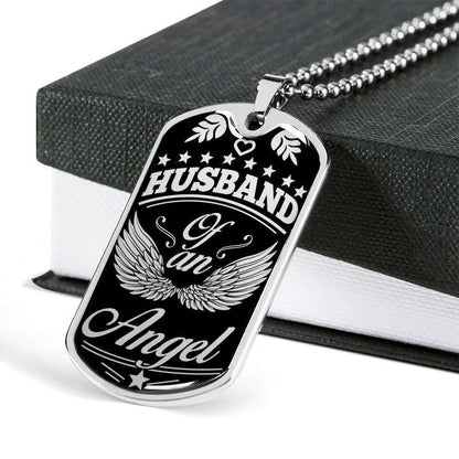 Husband Dog Tag Custom Picture, My Husband Is My Guardian Angel Dog Tag Military Chain Necklace Giving Men Father's Day Rakva