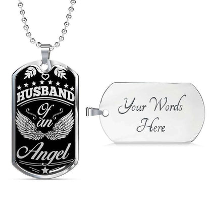 Husband Dog Tag Custom Picture, My Husband Is My Guardian Angel Dog Tag Military Chain Necklace Giving Men Father's Day Rakva