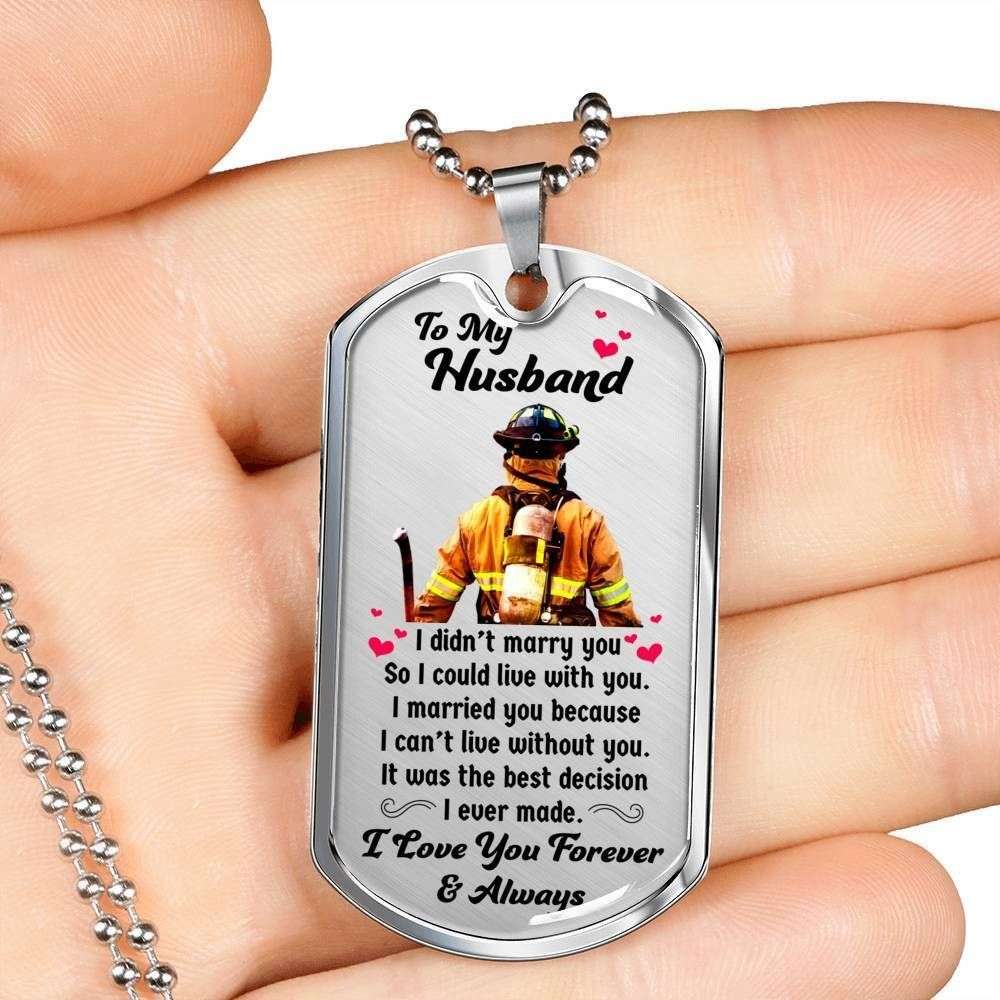 Husband Dog Tag Custom Picture, To Husband I Can’T Live Without You Dog Tag Military Chain Necklace Gift For Him Father's Day Rakva