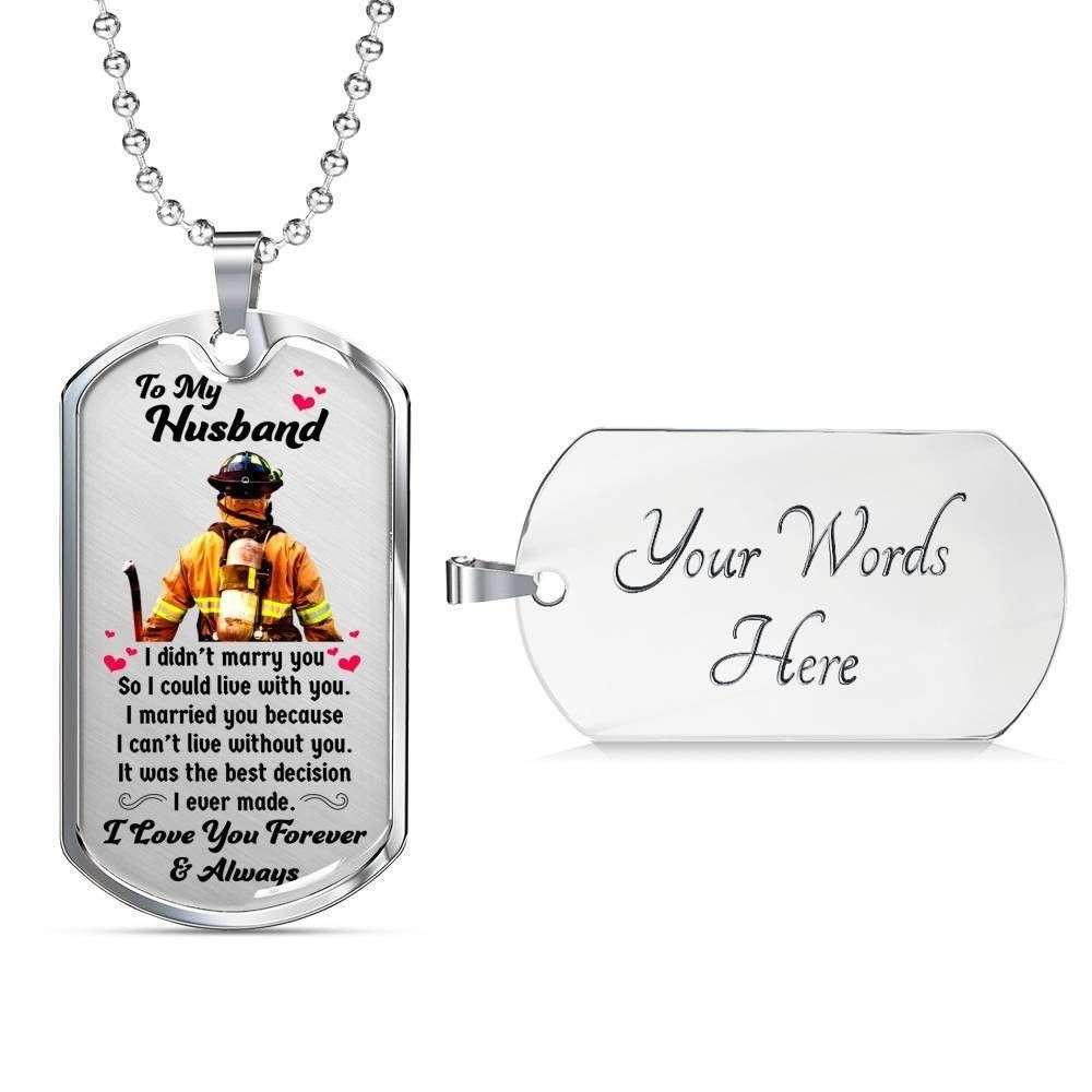 Husband Dog Tag Custom Picture, To Husband I Can’T Live Without You Dog Tag Military Chain Necklace Gift For Him Father's Day Rakva