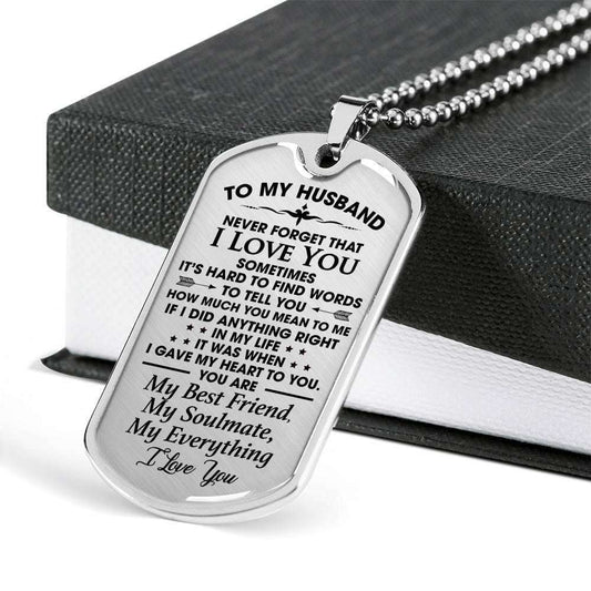 Husband Dog Tag Custom Picture, To Husband Never Forget That I Love You Dog Tag Military Chain Necklace Gift For Him Father's Day Rakva