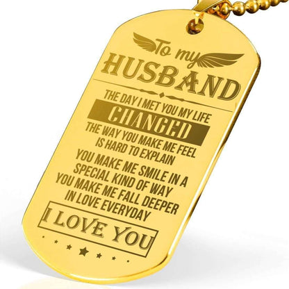 Husband Dog Tag Custom Picture, To Husband The Day I Met You My Life Changed Dog Tag Military Chain Necklace Gift For Him Father's Day Rakva