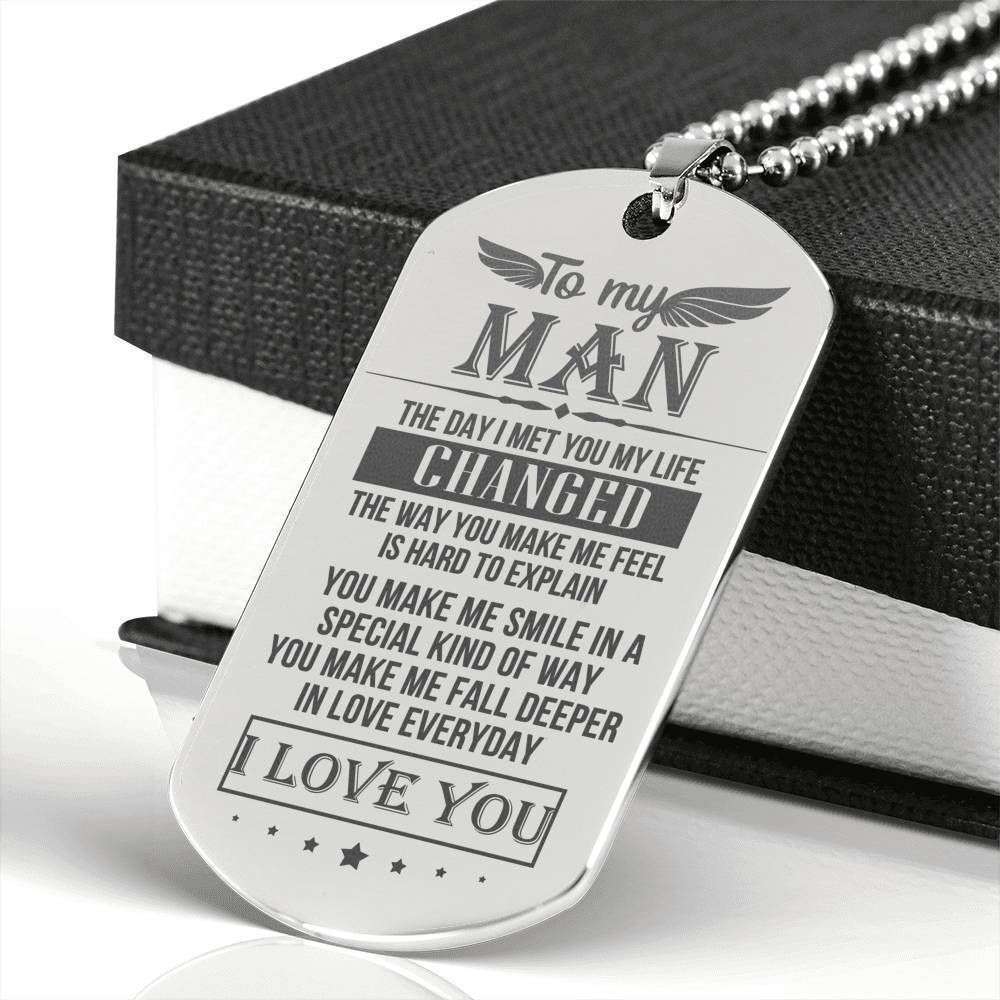 Husband Dog Tag Custom Picture, To Husband The Day I Met You My Life Changed Dog Tag Military Chain Necklace Gift For Him Father's Day Rakva