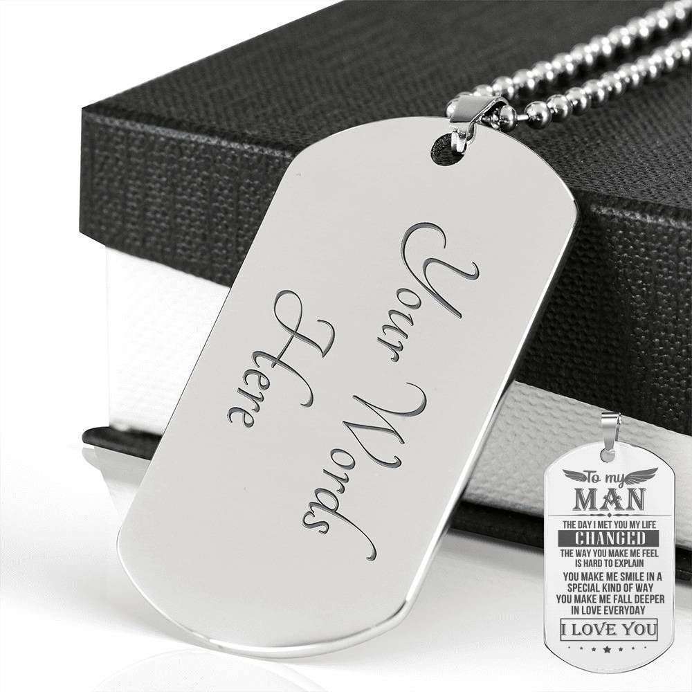 Husband Dog Tag Custom Picture, To Husband The Day I Met You My Life Changed Dog Tag Military Chain Necklace Gift For Him Father's Day Rakva