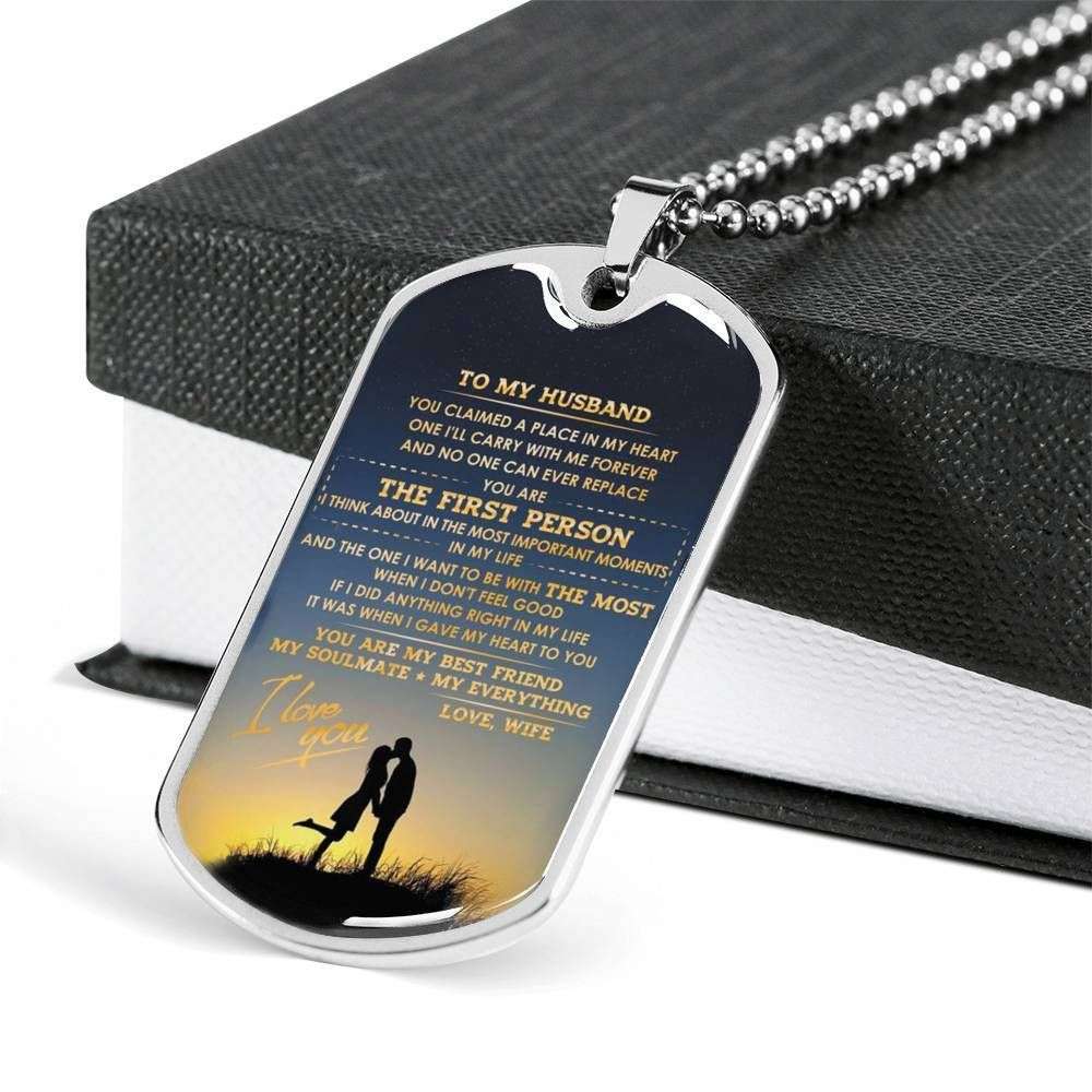 Husband Dog Tag Custom Picture, To Husband You Are My Soulmate Dog Tag Military Chain Necklace Gift For Him Father's Day Rakva