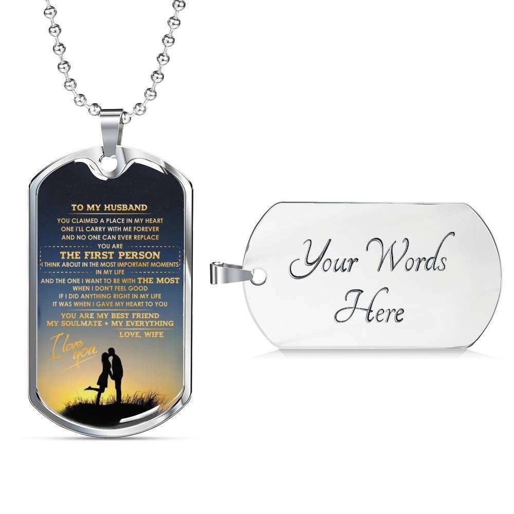 Husband Dog Tag Custom Picture, To Husband You Are My Soulmate Dog Tag Military Chain Necklace Gift For Him Father's Day Rakva