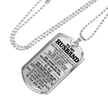 Husband Dog Tag Custom Picture, To Husband Your Love Is The Strength Dog Tag Military Chain Necklace Gift For Him Father's Day Rakva