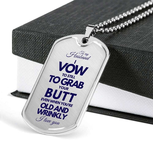 Husband Dog Tag, Custom Picture To My Husband Get Old And Wrinkly Dog Tag Military Chain Necklace Dog Tag Father's Day Rakva