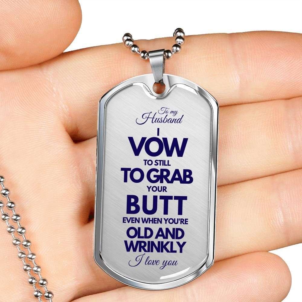 Husband Dog Tag, Custom Picture To My Husband Get Old And Wrinkly Dog Tag Military Chain Necklace Dog Tag Father's Day Rakva