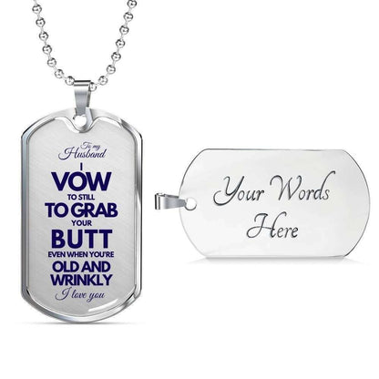 Husband Dog Tag Custom Picture, To My Husband Get Old And Wrinkly Dog Tag Military Chain Necklace Father's Day Rakva