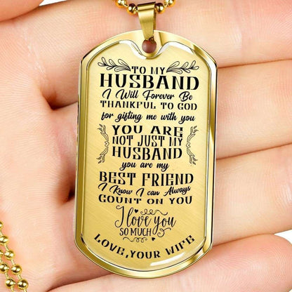 Husband Dog Tag Custom Picture, To My Husband Thankful To God Dog Tag Military Chain Necklace Father's Day Rakva