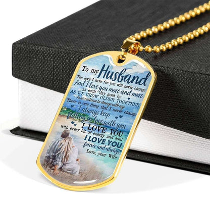 Husband Dog Tag Custom Picture, To My Husband The Love I Have For You Will Dog Tag Military Chain Necklace Father's Day Rakva