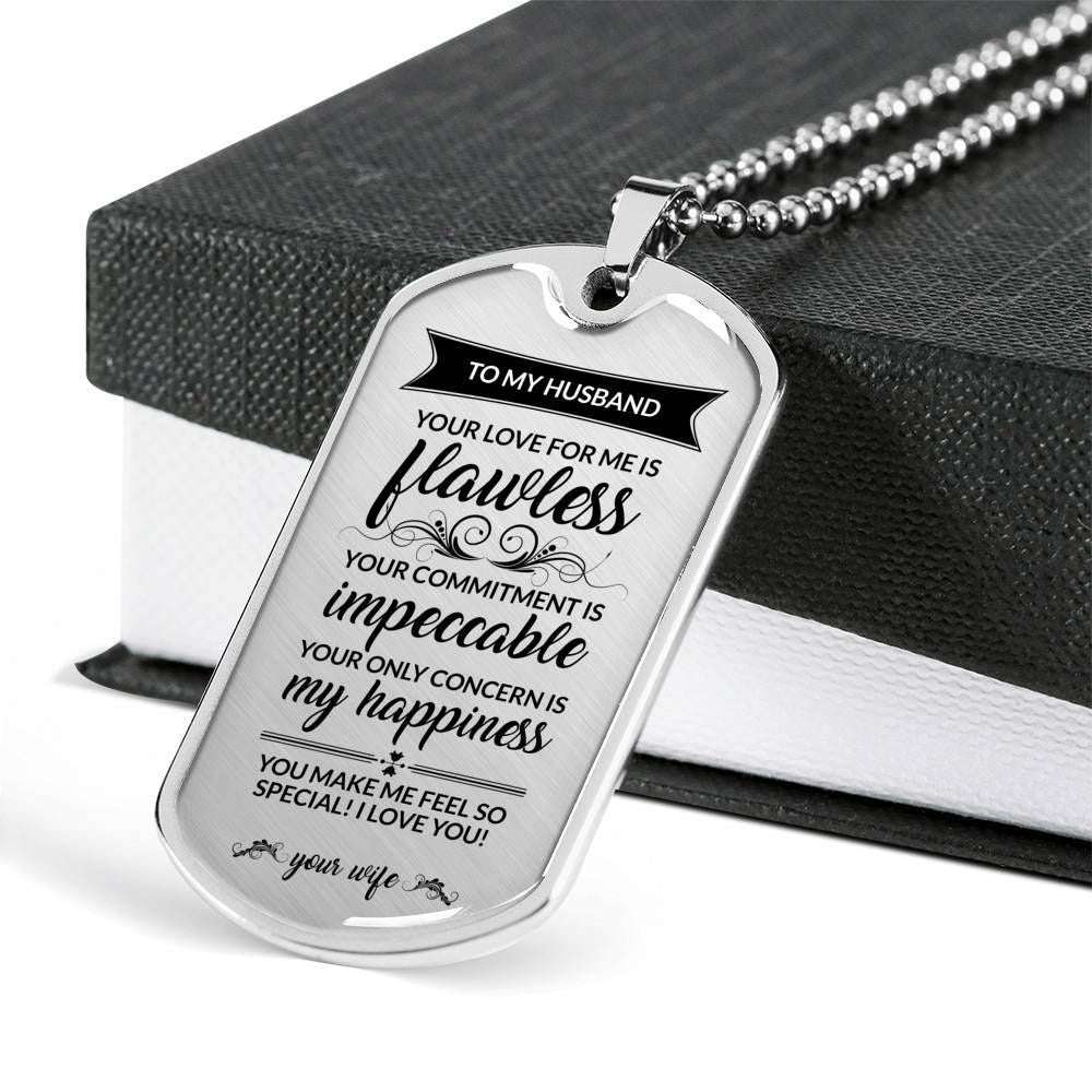 Husband Dog Tag, Custom Picture To My Husband Your Love Is Flawless Dog Tag Military Chain Necklace Dog Tag Father's Day Rakva