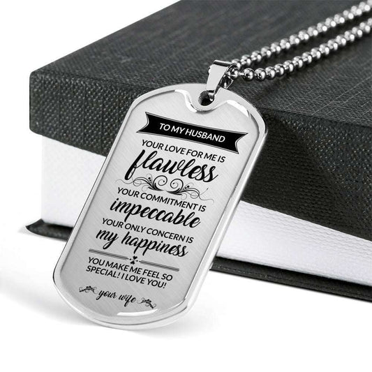 Husband Dog Tag, Custom Picture To My Husband Your Love Is Flawless Dog Tag Military Chain Necklace Dog Tag Father's Day Rakva