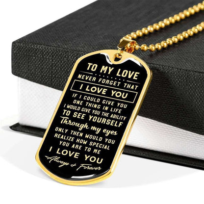 Husband Dog Tag Custom Picture, To My Love Never Forget That I Love You Dog Tag Military Chain Necklace Father's Day Rakva