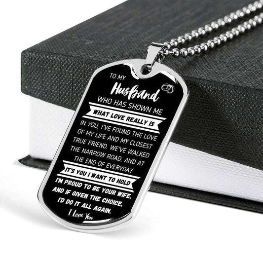Husband Dog Tag, I’M Proud To Be Your Wife Dog Tag Military Chain Necklace For Husband Gifts For Husband Rakva