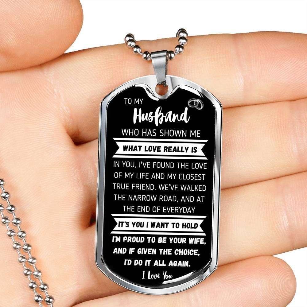 Husband Dog Tag, I’M Proud To Be Your Wife Dog Tag Military Chain Necklace For Husband Gifts For Husband Rakva