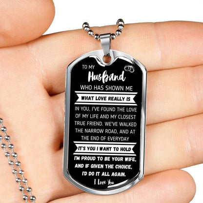 Husband Dog Tag, I’M Proud To Be Your Wife Dog Tag Military Chain Necklace For Husband Gifts For Husband Rakva