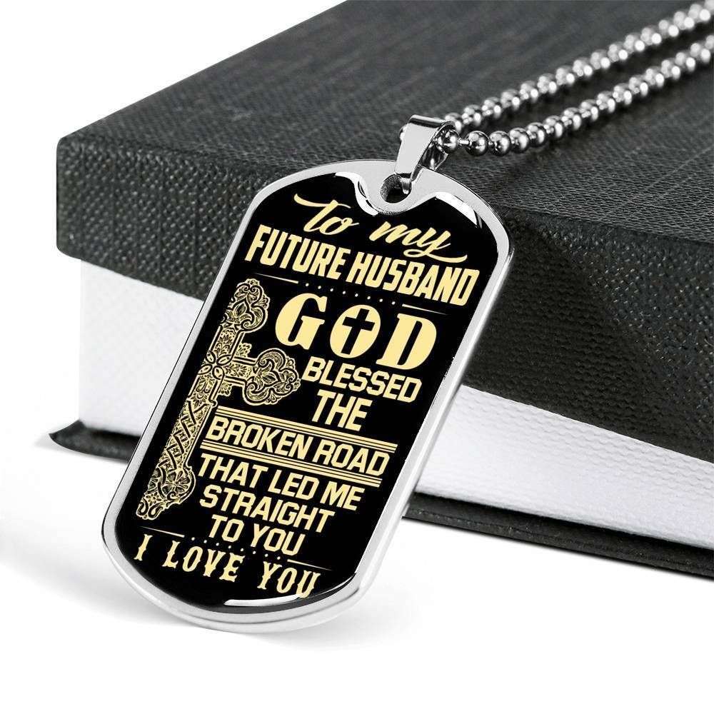Husband Dog Tag, Led Me Straight To You Dog Tag Military Chain Necklace For Future Husband Gifts For Husband Rakva