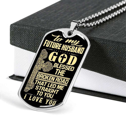 Husband Dog Tag, Led Me Straight To You Dog Tag Military Chain Necklace For Future Husband Gifts For Husband Rakva