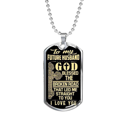 Husband Dog Tag, Led Me Straight To You Dog Tag Military Chain Necklace For Future Husband Gifts For Husband Rakva