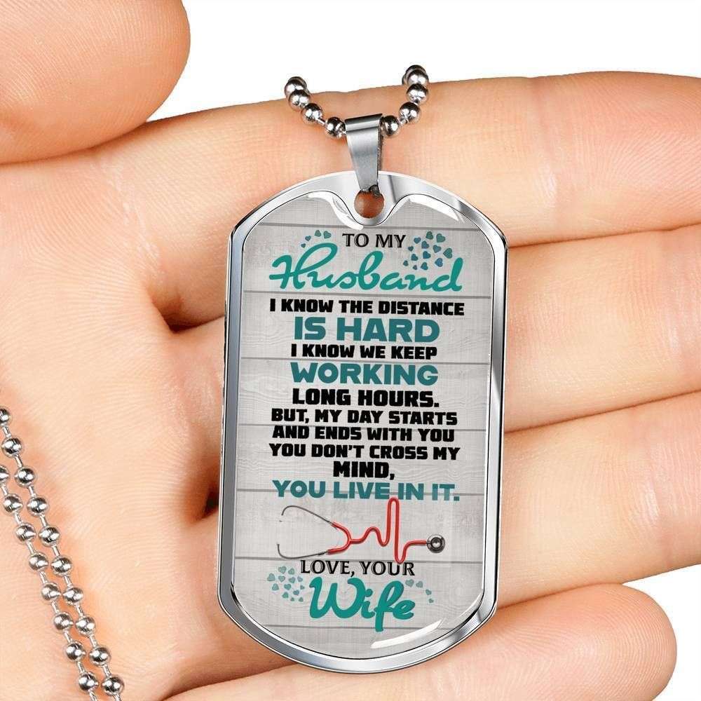Husband Dog Tag, My Day Starts With You Dog Tag Military Chain Necklace Wife Giving Husband Gifts For Husband Rakva