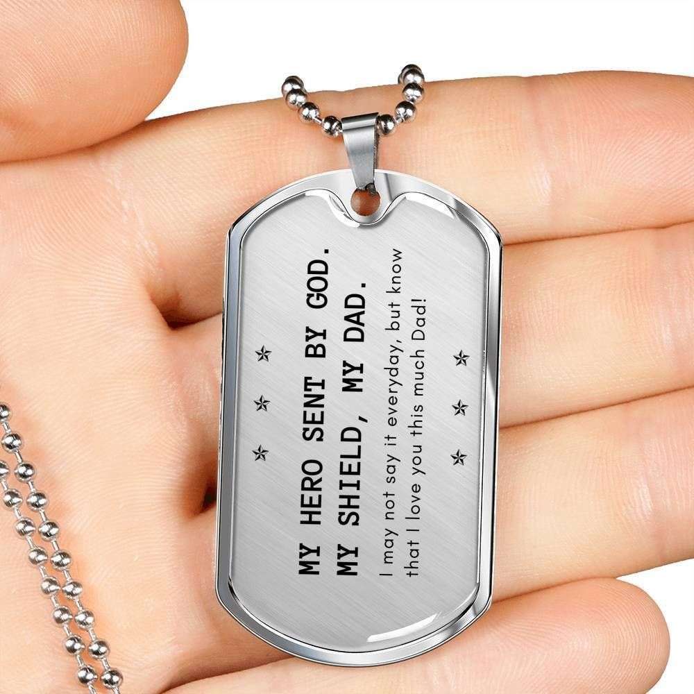 Husband Dog Tag, My Hero Sent By God Dog Tag Military Chain Necklace Gift For Men Gifts For Husband Rakva