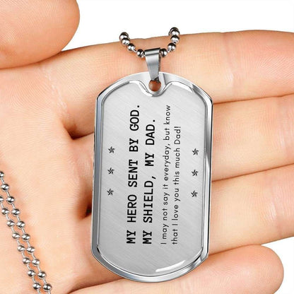 Husband Dog Tag, My Hero Sent By God Dog Tag Military Chain Necklace Gift For Men Gifts For Husband Rakva