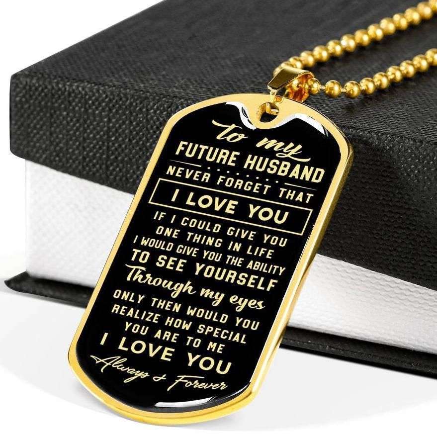 Husband Dog Tag, To Husband Never Forget That I Love You Dog Tag Military Chain Necklace Gift For Him Gifts For Husband Rakva