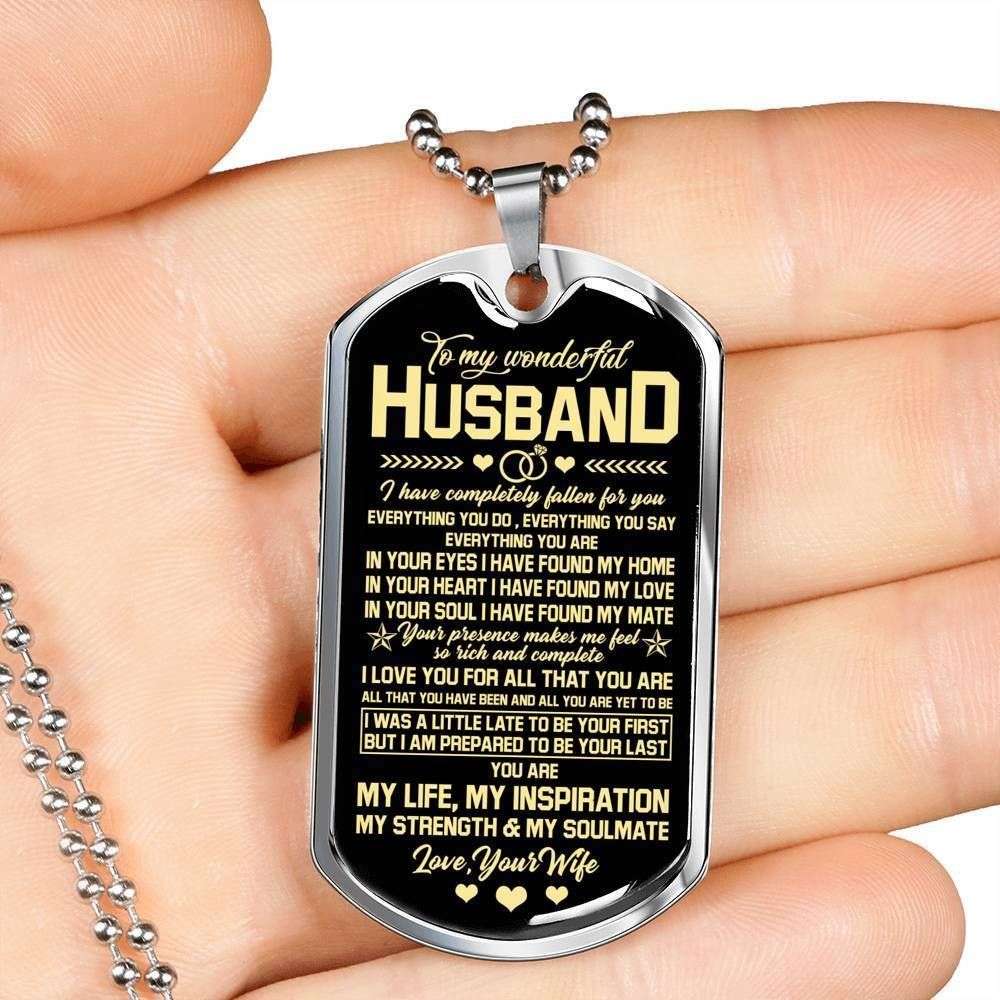 Husband Dog Tag, To Husband You Are My Life My Inspiration Dog Tag Military Chain Necklace Gift For Him Gifts For Husband Rakva