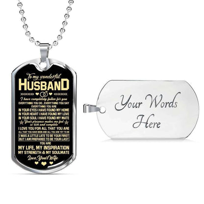Husband Dog Tag, To Husband You Are My Life My Inspiration Dog Tag Military Chain Necklace Gift For Him Gifts For Husband Rakva