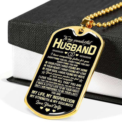 Husband Dog Tag, To Husband You Are My Life My Inspiration Dog Tag Military Chain Necklace Gift For Him Gifts For Husband Rakva