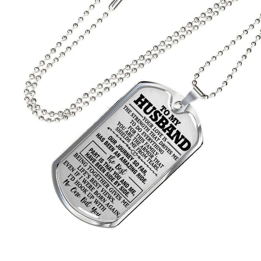 Husband Dog Tag, To Husband Your Love Is The Strength Dog Tag Military Chain Necklace Gift For Him Gifts For Husband Rakva