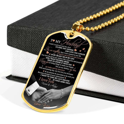 Husband Dog Tag, To My Husband I Wish I Could Turn Back Dog Tag Military Chain Necklace Gifts For Husband Rakva