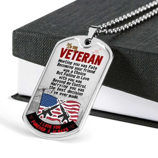 Husband Dog Tag,To My Veteran Gift For Hubby Dog Tag Military Chain Necklace Dog Tag Father's Day Rakva